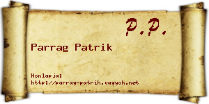 Parrag Patrik névjegykártya